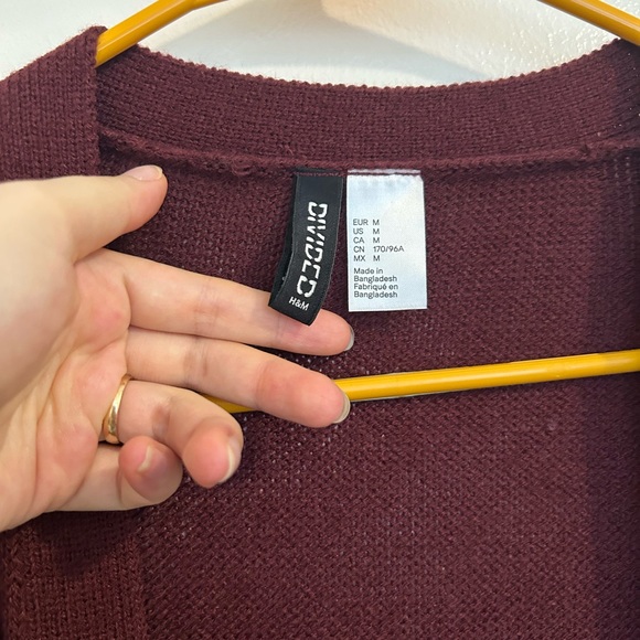 H&M Open-Front Cardigan Sweater - Burgundy - Picture 3 of 6